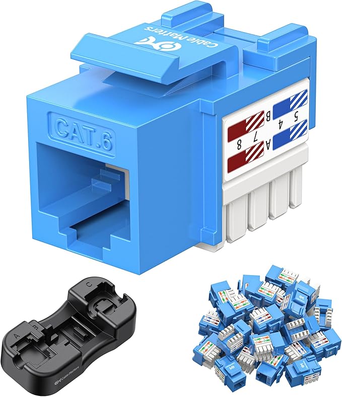 Prise Keystone Cat 6 UTP à 90° Punch Down non blindée Blue (50 Pcs)