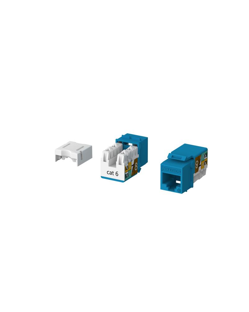 Prise Keystone Cat 6 UTP à 90° sans outil non blindée Bleu (50 Pcs)