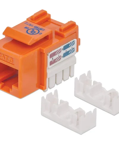 Prise Keystone Cat 6 UTP à 180° Punch Down non blindée Orange (50 Pcs)