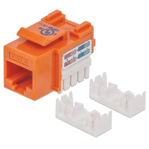 Prise Keystone Cat 6 UTP à 180° Punch Down non blindée Orange (50 Pcs)